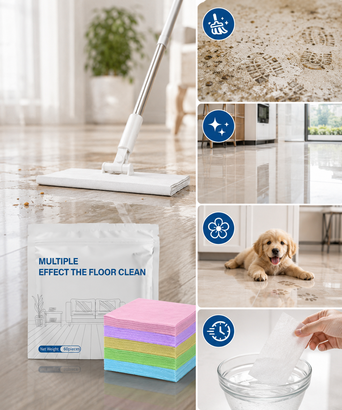 Great Value Cleaning Pack | 60-Pieces Multi-Effect Floor Cleaning Sheets